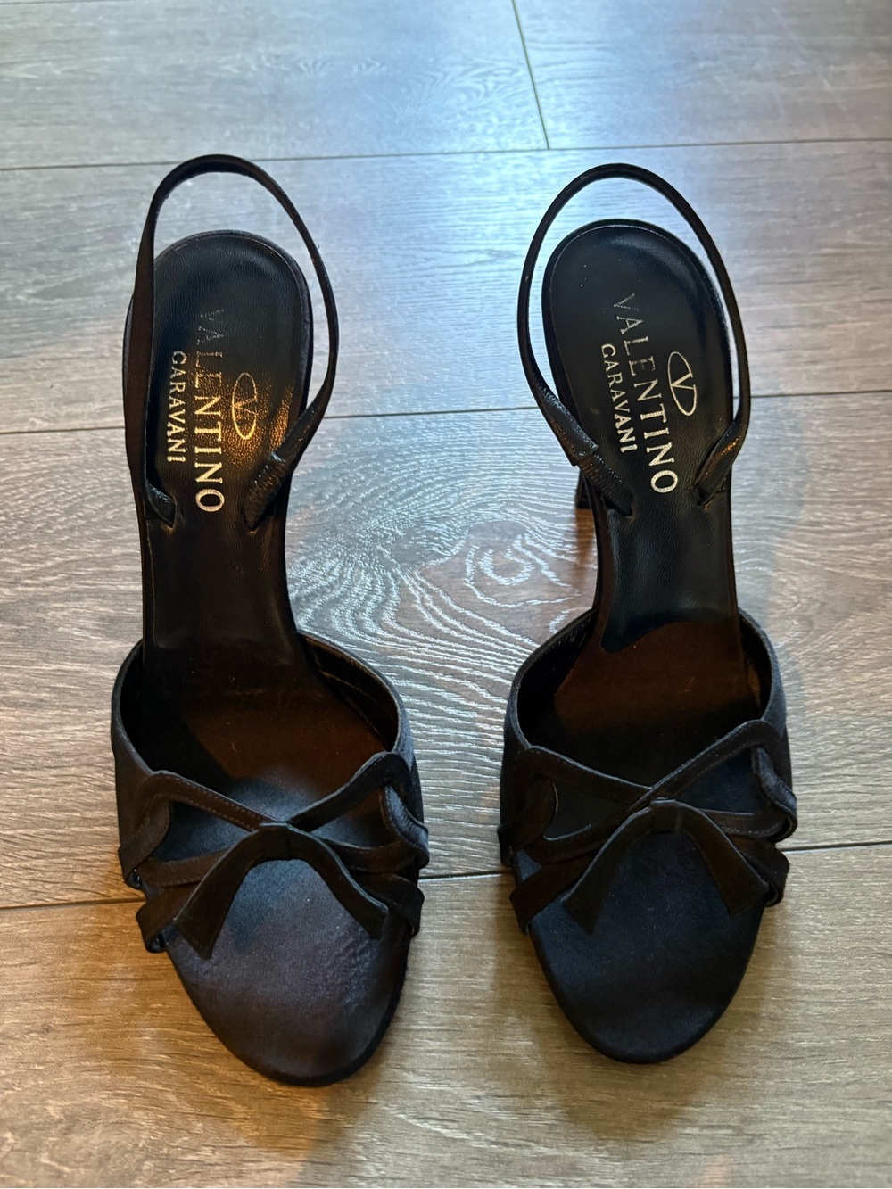 Valentino Garavani Black Bow Slingback Heels